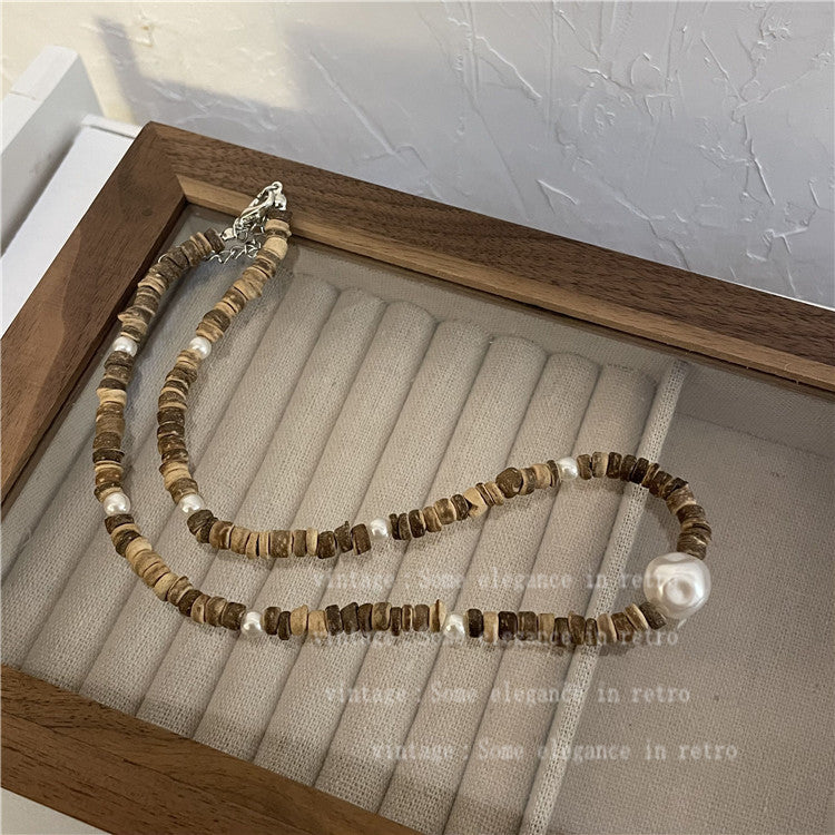 Wholesale Moonstone Titanium Steel Black Beaded Necklaces